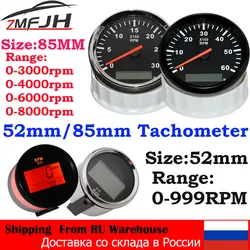 52mm/85mm Tachometer Gauge Marine Boat Car RPM REV Counter with Hour Meter For Gasoline Diesel 12V 24V Red Backlight Customized