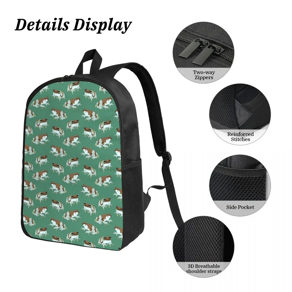 الأمازون الحليب الضفدع نمط حقيبة الظهر طالب بنين بنات BookBag حقيبة مدرسية كمبيوتر محمول حقائب الكتف 3ps معزول حقيبة الغداء مقلمة