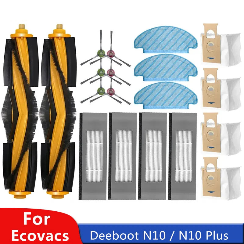 Для Ecovacs Deeboot N10/N10 Plus Аксессуары Основная боковая щетка Hepa-фильтр Мешок для пыли Швабра Ткань Робот-пылесос Запасные части Для Ecovacs Deeboot N10/N10 Plus Аксессуары Основная боковая щетка Hepa-фильтр Мешок для пыли Швабра Ткань Робот-пылесос Запасные части