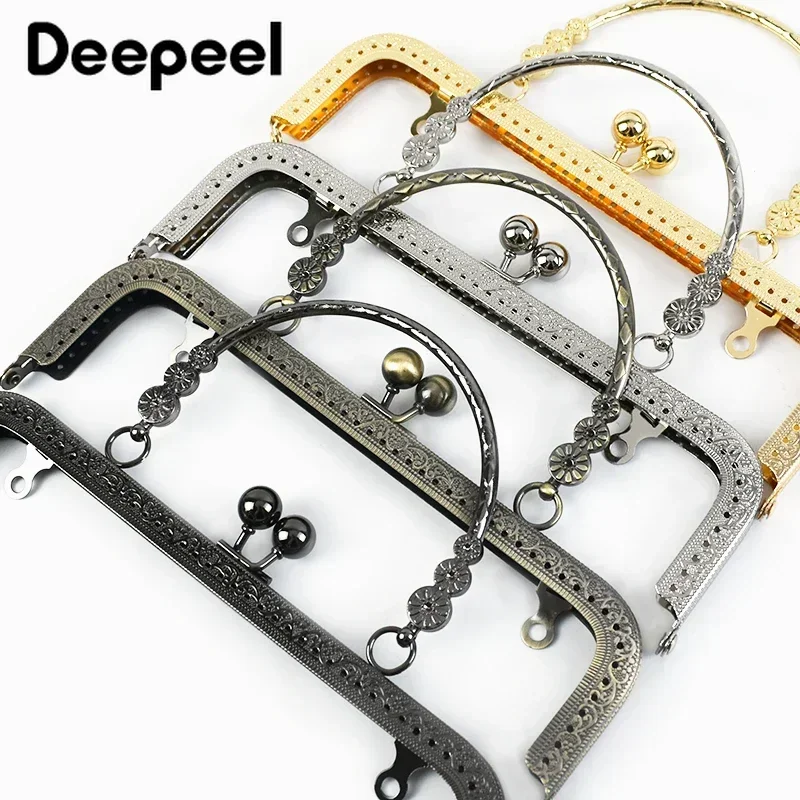 1/2/5 Uds Deepeel 20,5 cm bolsos en relieve asa marcos de monedero cierre de beso de embrague soportes de costura DIY accesorios de asas de bolsa de Metal