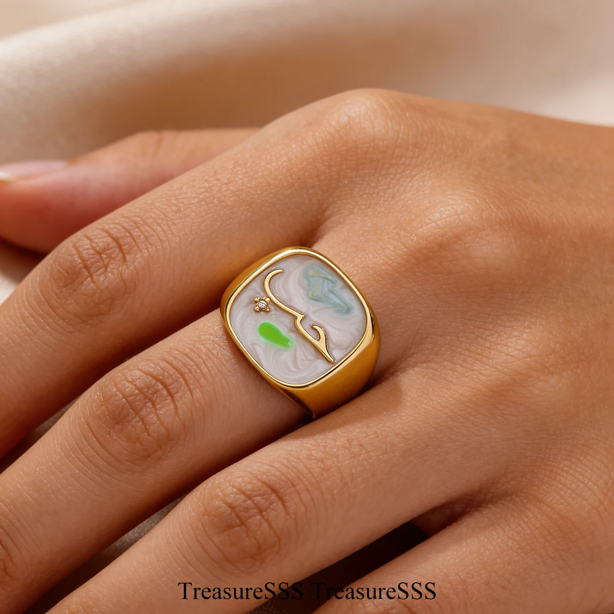 Vintage Arabic Script True Love Wide Women's Rings Stainless Steel CZ Ring Wedding Vacation Jewelry Anniversary 2026 New in Gift