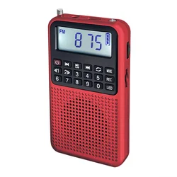 Mini Portable FM Radio with TF Card Slot Rechargeable Flashlight LED Light Earphone Jack Radios For Outdoor Cycling Running