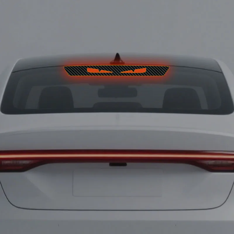 

High Mounted Brake Light Sticker Car Tail Light Sticker Carbon Fiber Angry Eyes Brake Light Projection Board Decorative Sticker
