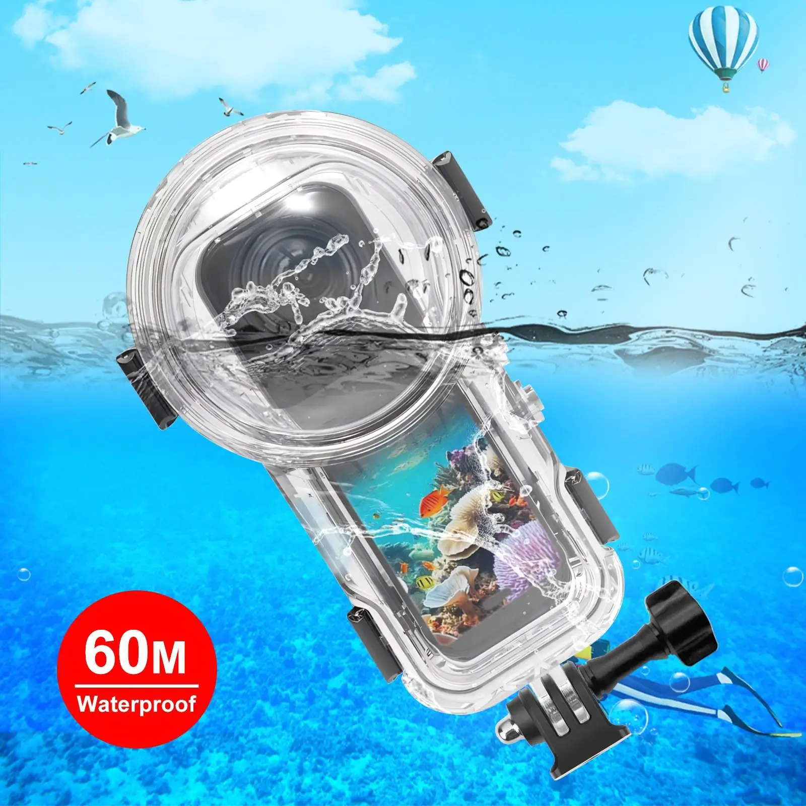 PULUZ – boîtier de plongée étanche pour caméra de sport Insta360 X5, boîtier étanche sous l'eau à 60m, couvercle transparent Invisible
