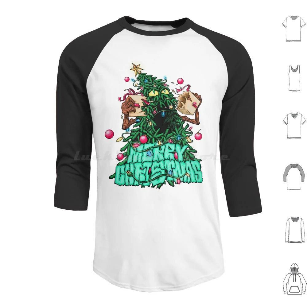 Merry Christmas Monster Hoodies Long Sleeve Matt Leckie Neon Cartoon Monster Band Metalcore Music Mosh Pit Metal Funny