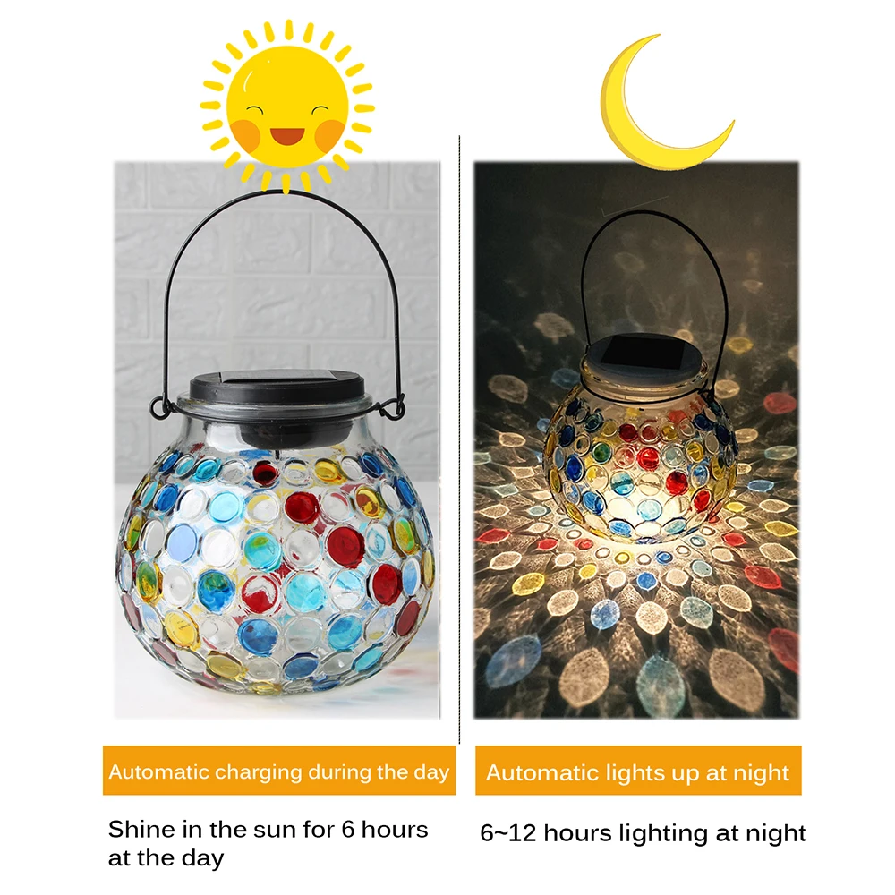 Imagem -03 - Led Solar Pendant Night Light Outdoor Glass Bottle Jar Abajur Festa de Jardim Camping Terraço Quintal Decoração