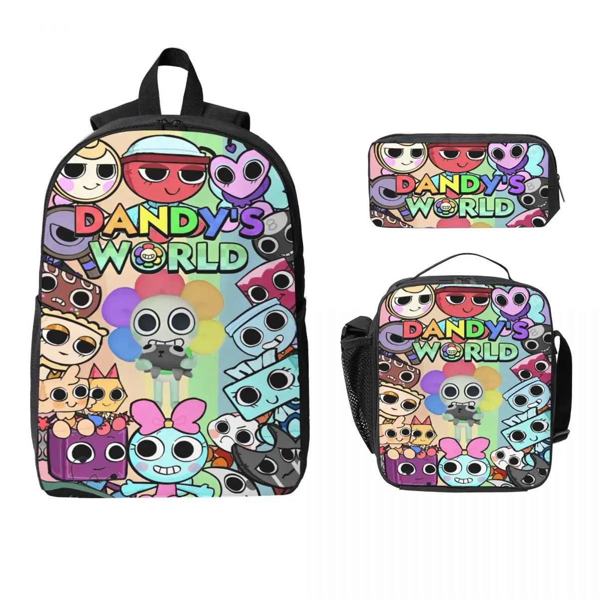 

3Pcs Dandys World Backpack Set for Kids Pencil Boxes Bookbag Sets with Lunch Box For School Students Daypack