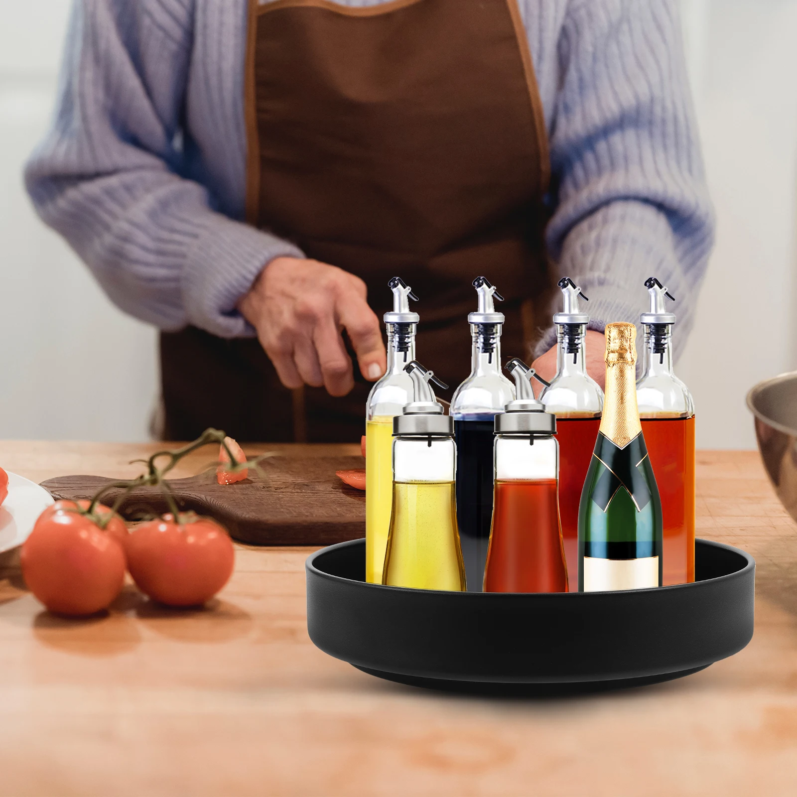 

Stainless Steel Seasoning Rack Rotating Kitchen Organizer Multi-Function Tray For Spice Bottles Household Sundries