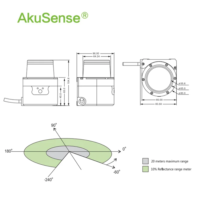 High Resolution TOF Principle Measurement  LiDAR Sensor AS-21C