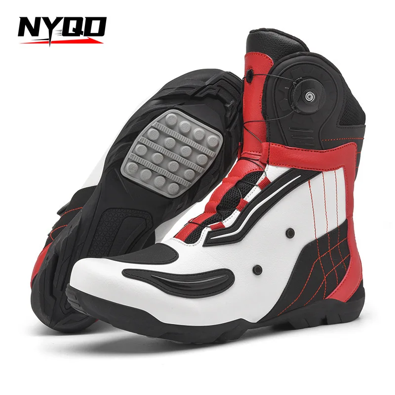 

Motorcycle Dirt Riding Boots Non-Slip Moto Biker Shoes Outdoor Anti-slip Protective Equipment Waterproof Microfiber Leather