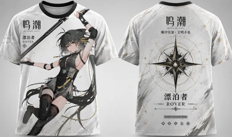 Wuthering Waves Rover 3D Full Print T‑Shirt Anime Short Sleeve Unisex Cosplay Tee