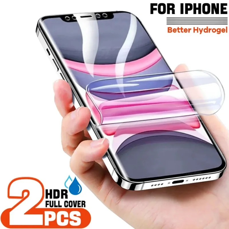 Película de hidrogel de cobertura completa para iPhone, Protector de pantalla para iPhone 15 Pro Max, 15 Plus, 15 Pro, Serie 15, película de protección de pantalla, 1/2 Uds.