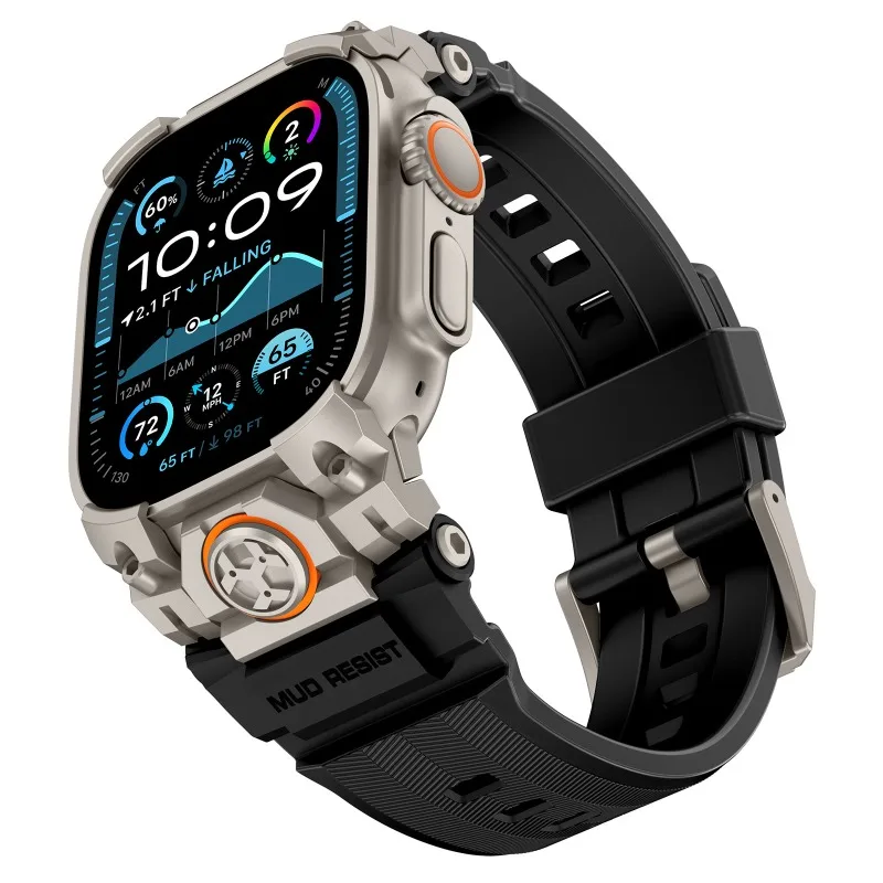 

For Apple Watch Ultra 1/2/3 49mm Stainless Steel Buckle Silicone Watch Strap