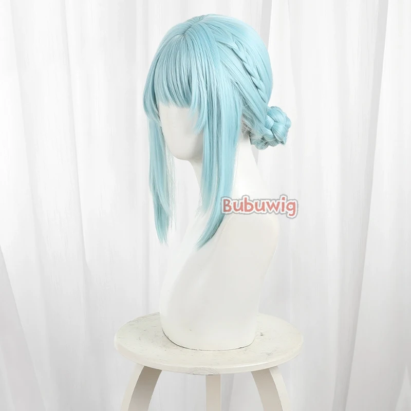 Bubuwig الشعر الاصطناعية Ineffa تأثيري الباروكات لعبة Genshin تأثير Ineffa 60 سنتيمتر طويل مستقيم الضوء الأزرق شعر مستعار مضفر مقاومة للحرارة