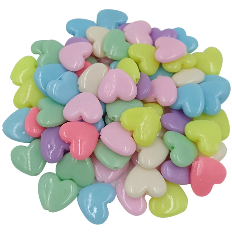 20pcs/bag Multicolor Acrylic Heart-Shaped Colorful Spacer Beads DIY Earring Necklace For Making Jewelry Flower Beads