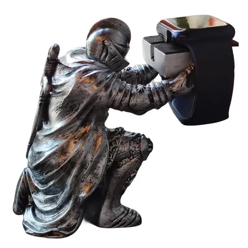 

New Watch Stand Charging Dock for Apple Watch, Cartoon Charging Desktop Bracket Smartwatch Holder，Black Warrior Figurine Support