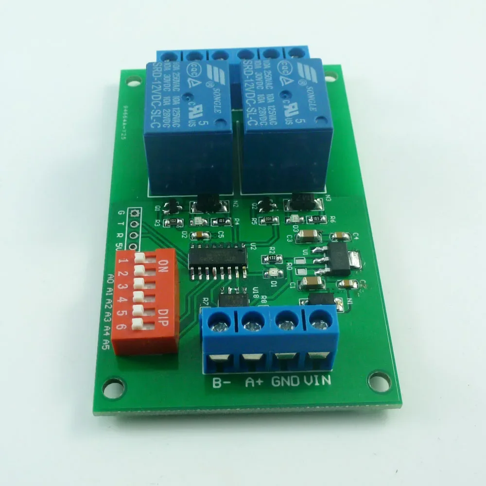 Relay Board UART Serial port Switch Module Modbus DC 12V 2 CH RS485 AT command Control For PLC Smart Home