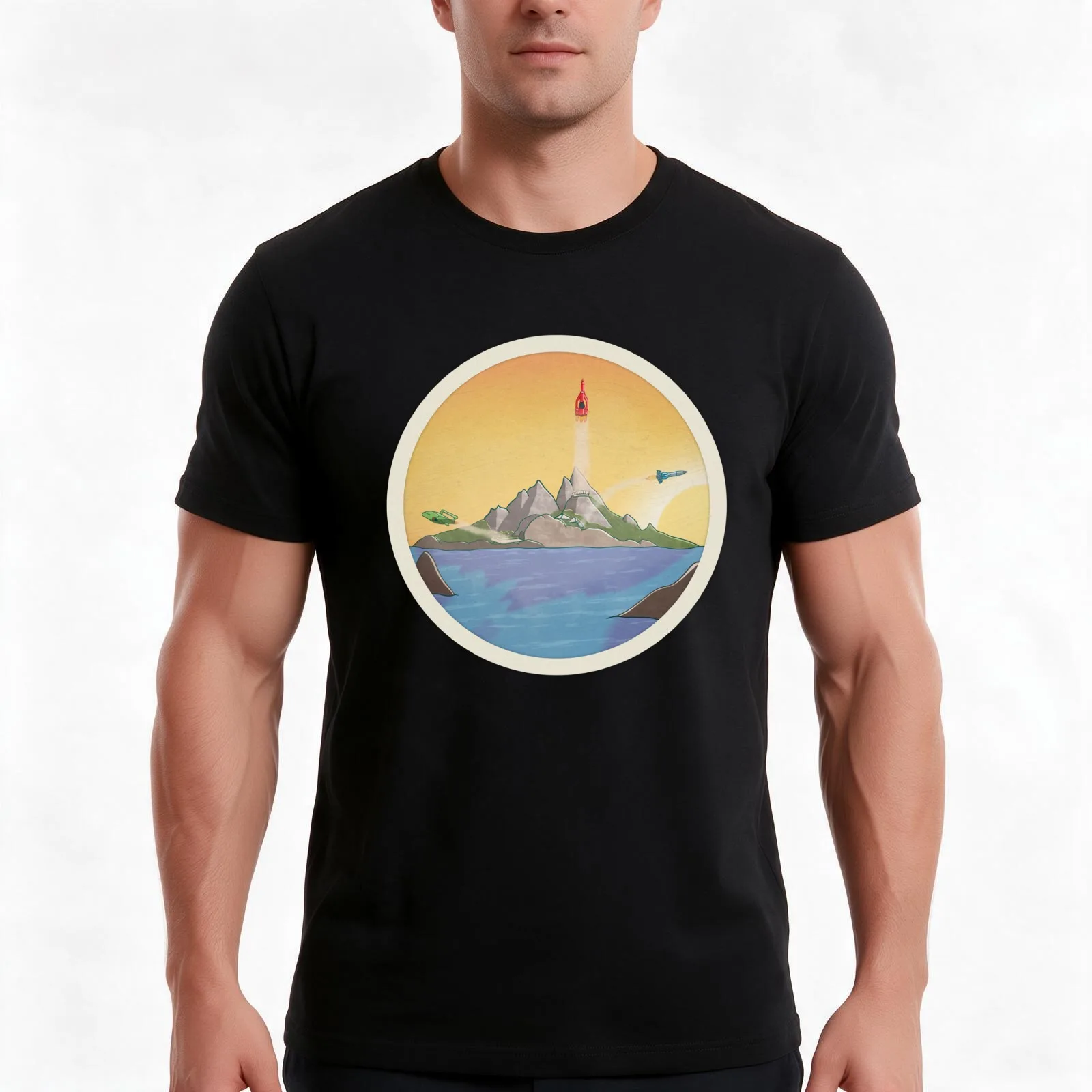 Tracy Island Launch T-Shirt Summer Casual Cotton Tee Oversized Streetwear Tops Vintage Graphic Print Loose Fit Short Sleeve
