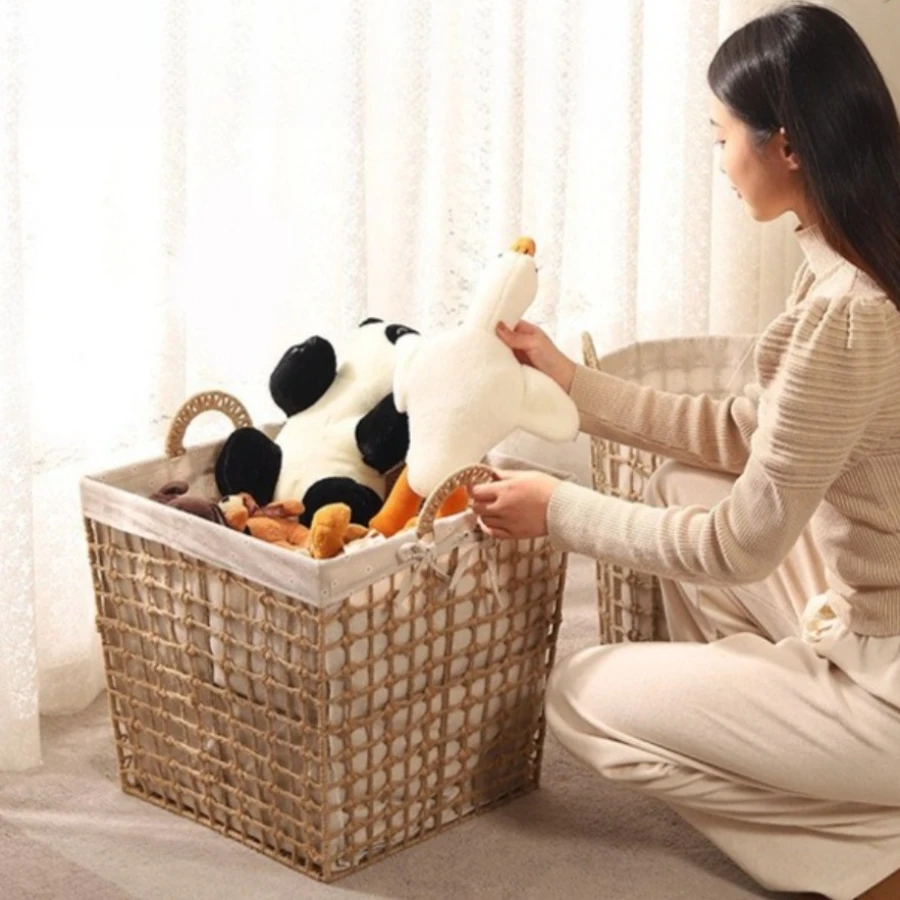dirty-laundry-basket-clothes-toy-organizers-bucket-woven-handles-rattan-large-storage-hamper-bathroom-trash-can-home-accessories