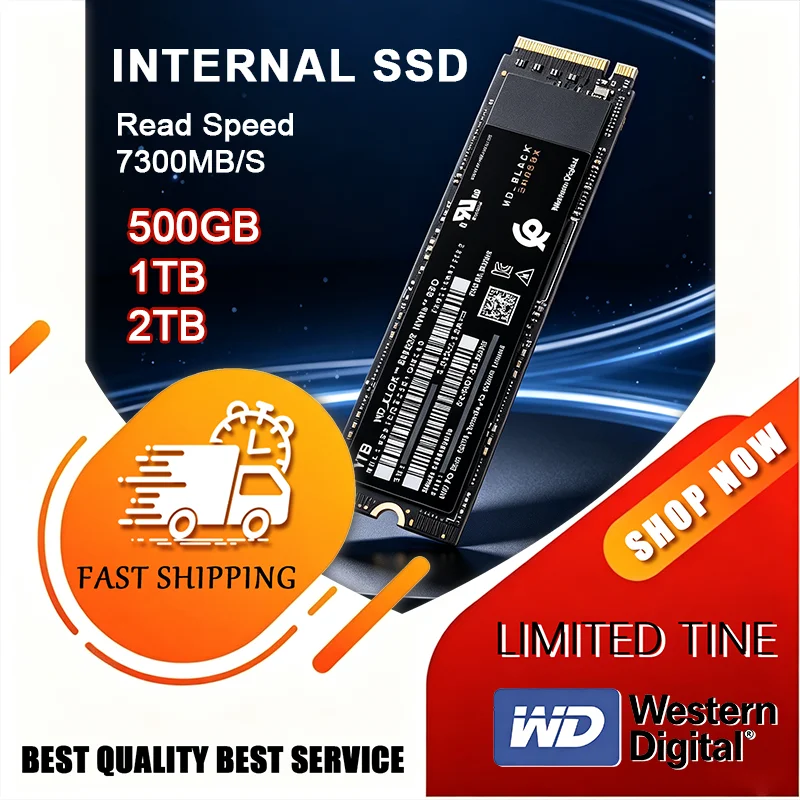 Western Digital SN850X WD_BLACK for Gaming Computer Laptop PS5 1TB 2TB 4TB NVMe PCIe Gen 4.0x4 M.2 2280 SSD Solid State Drives