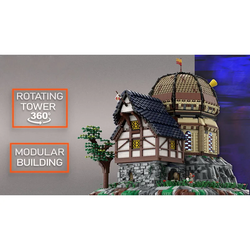 New MOC building block model boutique medieval observatory observation station children's toy gift DIY assembly set