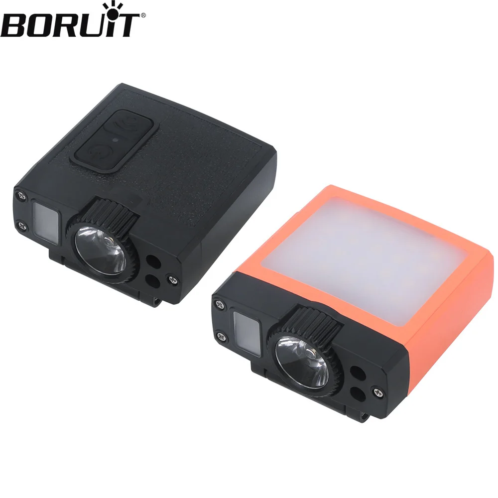 

BORUiT 2pcs Induction LED Headlamp Cap Clip Light Solar/Type-C Rechargeable Head Flashlight For Camping，Hiking, Night Working