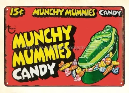 1 pcs,1970's  Munchy Mummies Candy metal tin sign metal decorative wall hanging