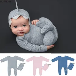 Baby  Set  Newborn Photography Props Outfits Bonnet and Footie Romper Photography Clothes