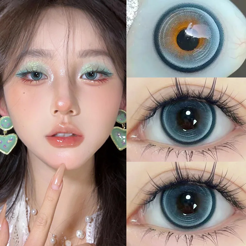 KSSEYE 1 Pair Korean Lenses Colored Contact Lenses for Eyes Prescription Myopia Beauty Pupil Soft Blue Lenses New Fast Shipping