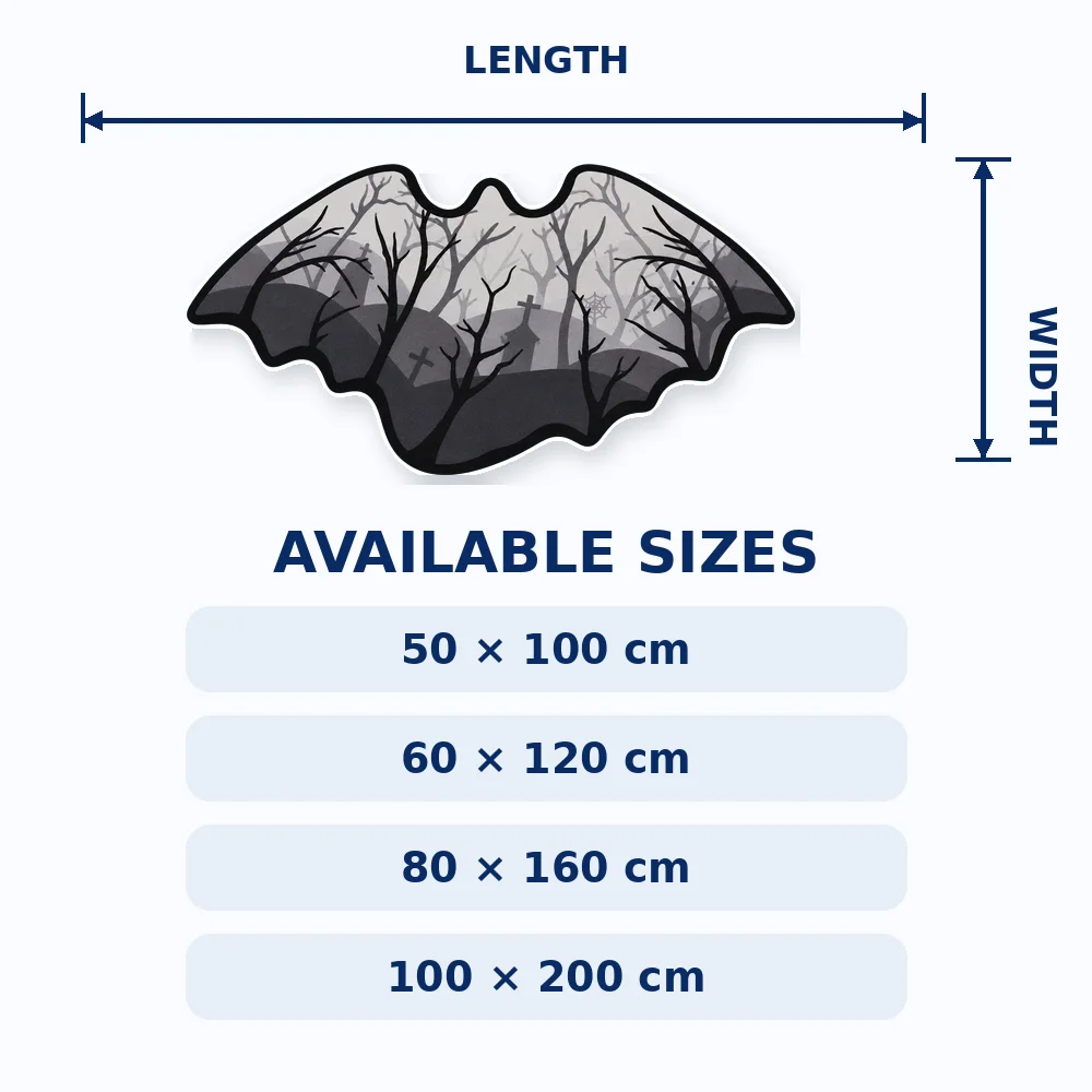 Gothic Bat Shaped Flannel Area Rug Haunted Forest Print Floor Mat for Bedroom Living Room Entryway Halloween Home Decor Gift