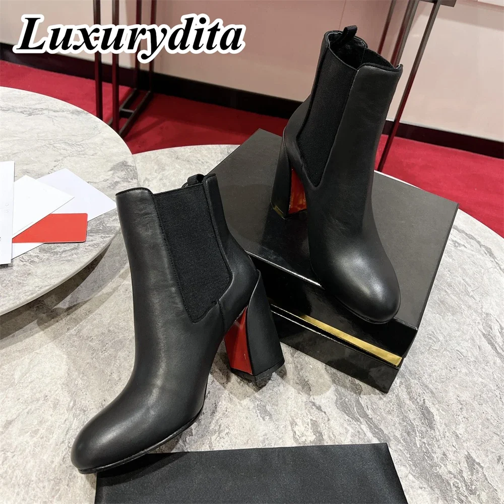 Top Quality Womens High Heel Boots Luxury Fashion Women Ankle Boots Designer Red heel leather sole over the knee boots 0724