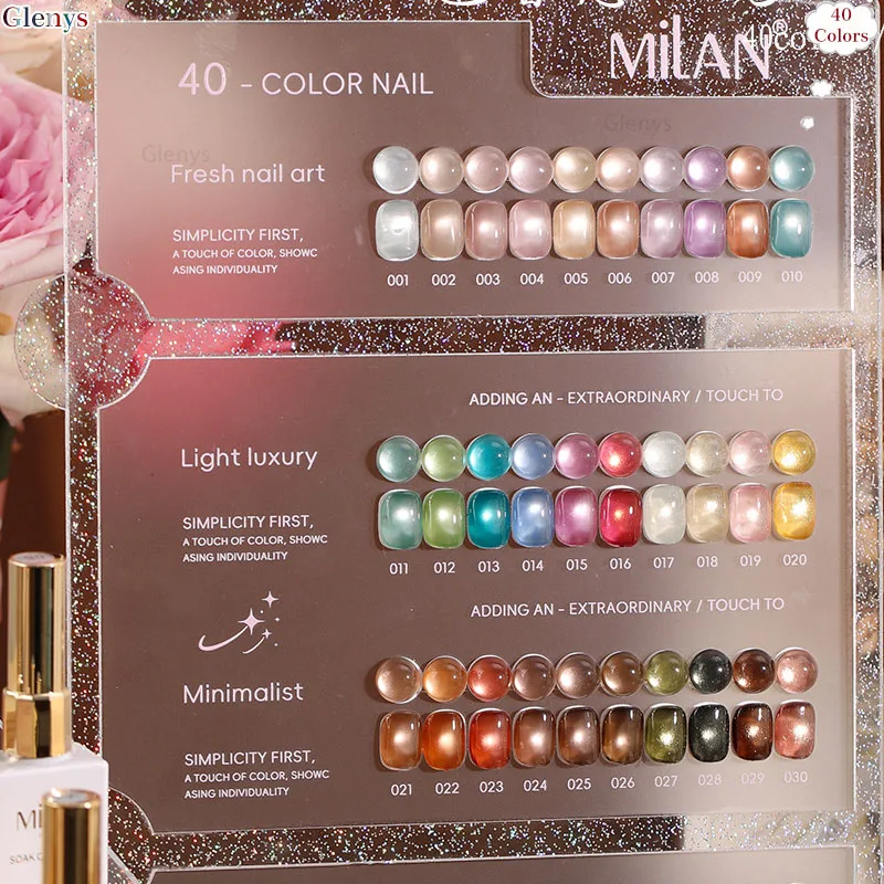 Demonstration of nails with cat eye mesh gel effects