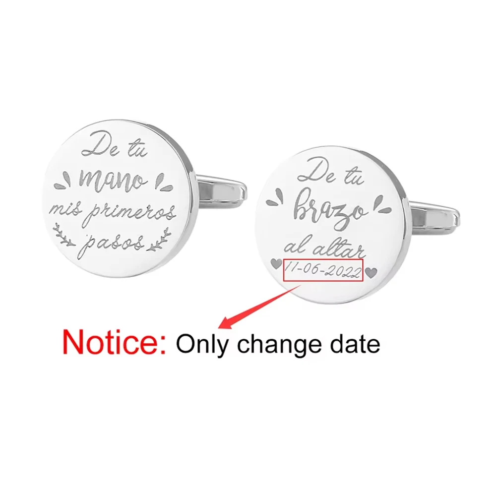 Personalized Custom Mens Shirt Cufflinks For Father Wedding Gift Customized Cuff Buttons Male Jewelry Sliver Suit Cufflink