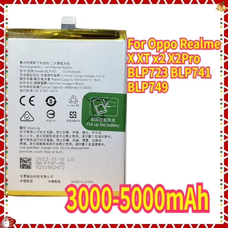 

New Phone Battery for Oppo Realme X XT X2 X2Pro BLP723 BLP741 BLP749 3000-5000mAh