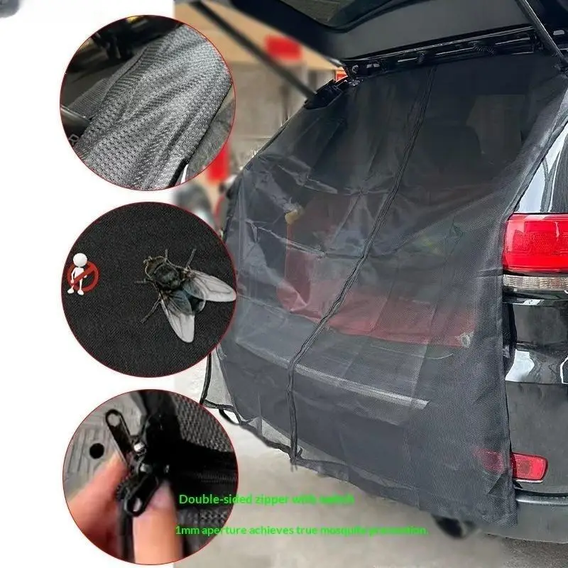 RV Tailgate Door Magnetic Mosquito Fly Screen Net For T5/6 Transporter Motorhome Caravan Camper Van RV Parts Mesh Black