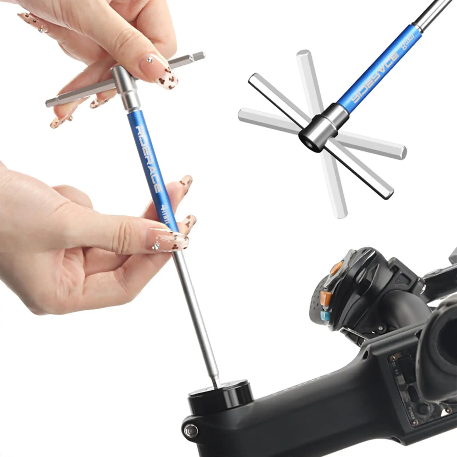 

Hex Allen Key Wrench Set Nonslip with Storage Rack & Rotating Sleeve 2/2.5/3/4/5/6/8/10mm Metric Bike Repair Tool Kits