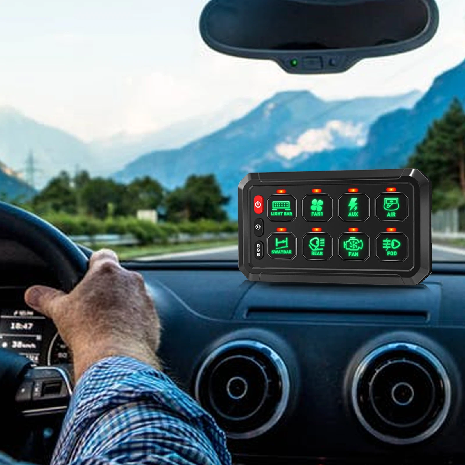 

RGB 8-групповая панель переключателей, светодиодная панель переключателей для автомобиля, панель управления приложением, релейная система управления для грузовика, автомобиля, внедорожника, лодки