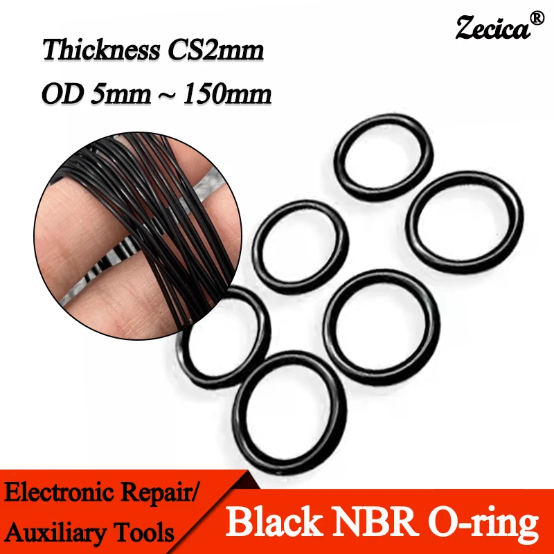 

CS 2mm OD 5 ~ 150mm Black 10/50/100Pcs NBR O Ring Gasket Nitrile Rubber Spacer Oil/Corrosion Resistance Waterproof Seal Washer