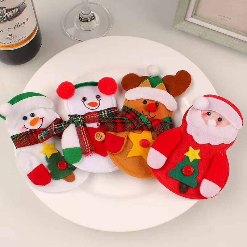 Weihnachtsbestecktaschen – Aufbewahrungstasche für Messer, Gabeln, Geschirr, Dekor, geeignet für Zuhause, Esstisch, Weihnachten, Party-Dekoration