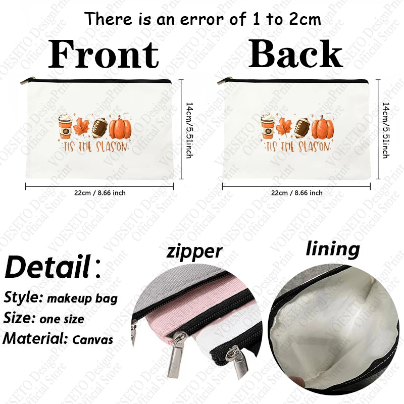 1 pc Tis The Season pattern Makeup Bag, Travel Toilet Storage Bag, Party Gift Zipper Organizer, Cosmetic Pouch For Makeup