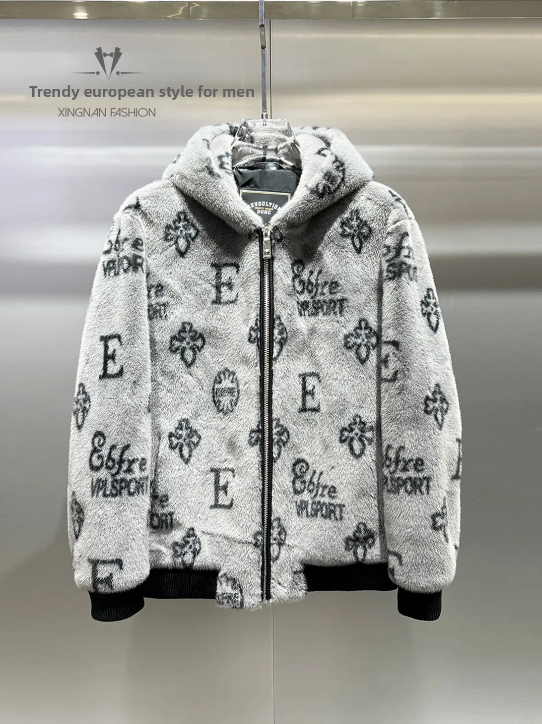 

Модная мужская зимняя куртка с капюшоном и буквенным принтом, новая модель, высококачественное бархатное пальто с золотой вышивкой, теплая куртка приталенного кроя