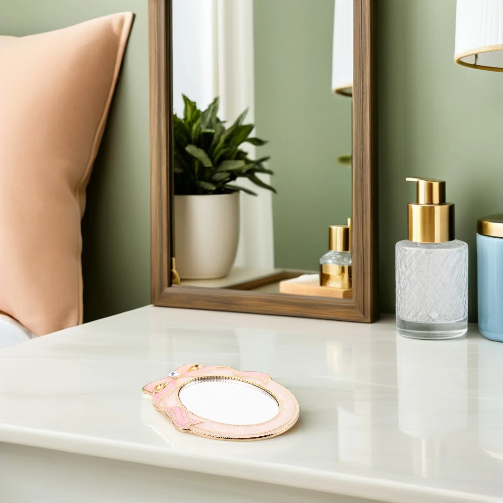 

Pocket Vintage Mini Makeup Mirror Compact Rhinestone Bowknot Travel Size Portable Small Vanity Mirror Compact Mirrors