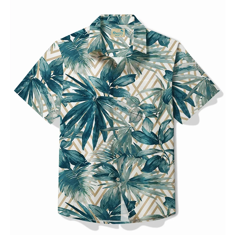 

Hawaii Beach Tropical Leaf Pattern 3D Print Blouses Men Women Short-sleeve Shirts Buttons Shirt Summer Holiday Party Camisa Tops