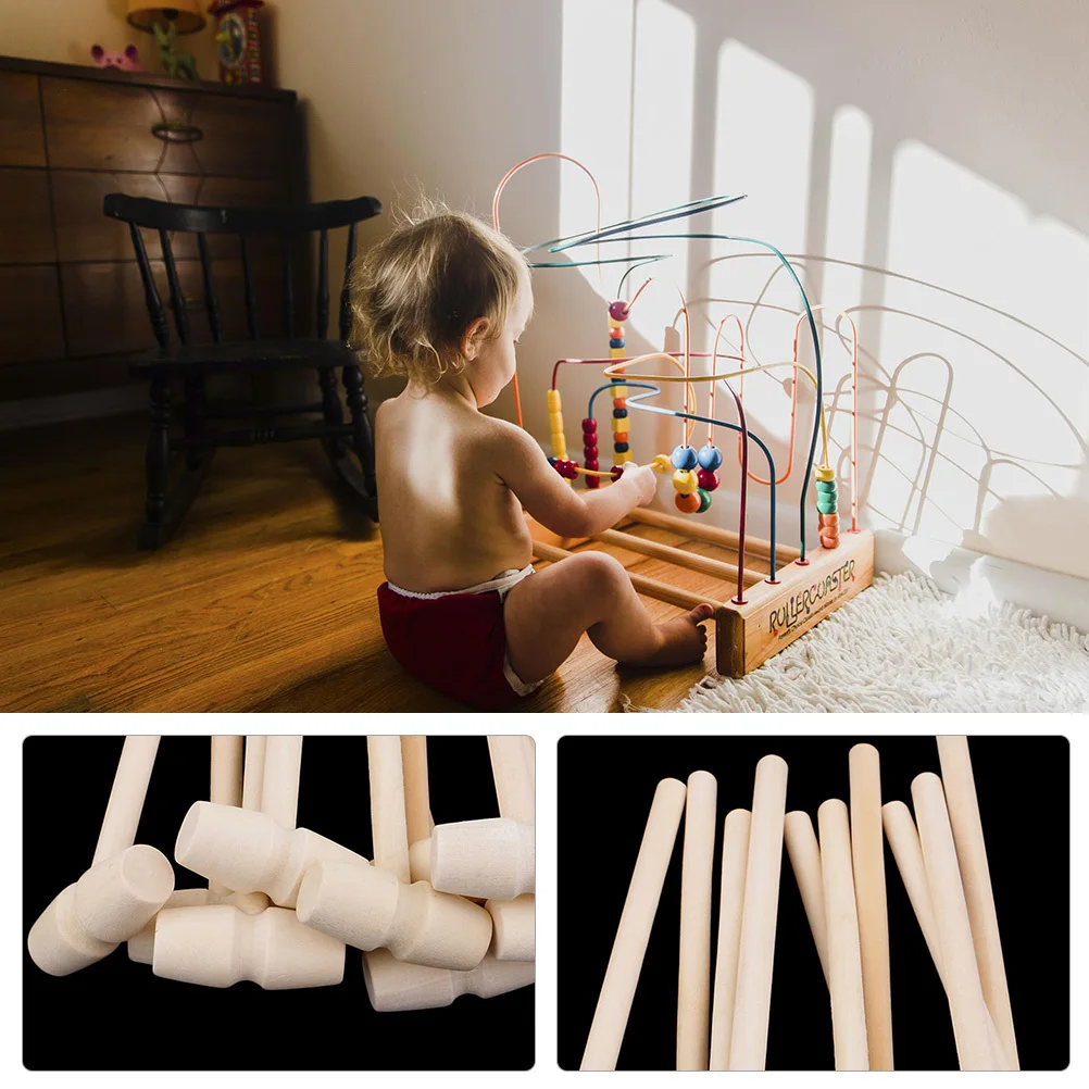 

20Pcs Solid Wood Mini Hammers Educational Tool for Kids Hand Eye Coordination Pounding Craft Activity Mini Hammer