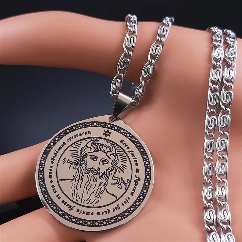 The First Pentacle Of The Sun Necklace Stainless Steel Key Of Solomon Seal Necklaces Talisman Jewelry collar hombre N2518S06