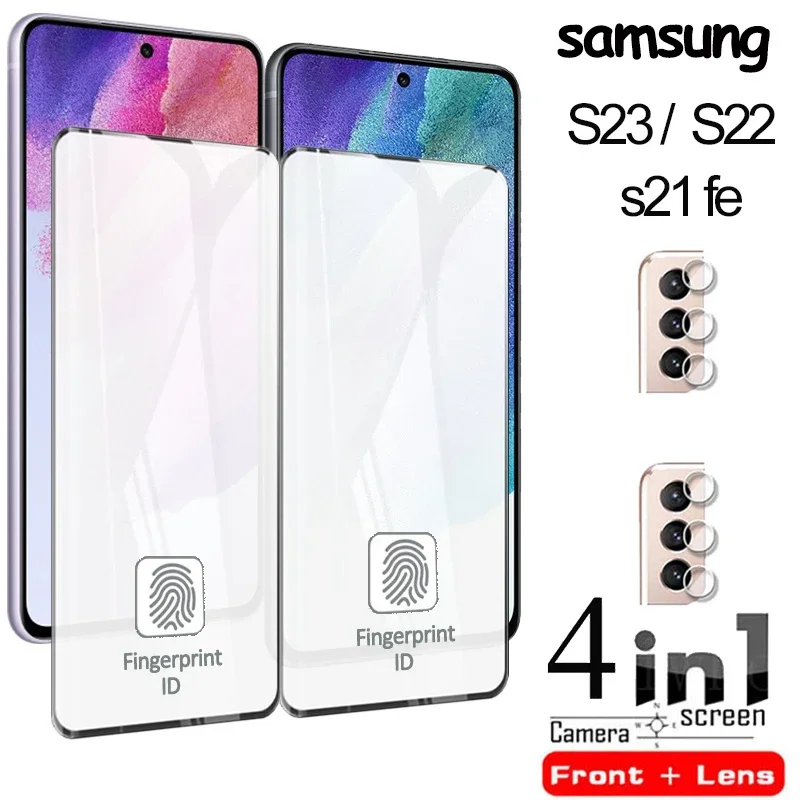 

accessories, s23 fingerprint ID tempered glass on samsung s23 screen protector s22 s22plus glass galaxy s22 plus s21 fe cristal