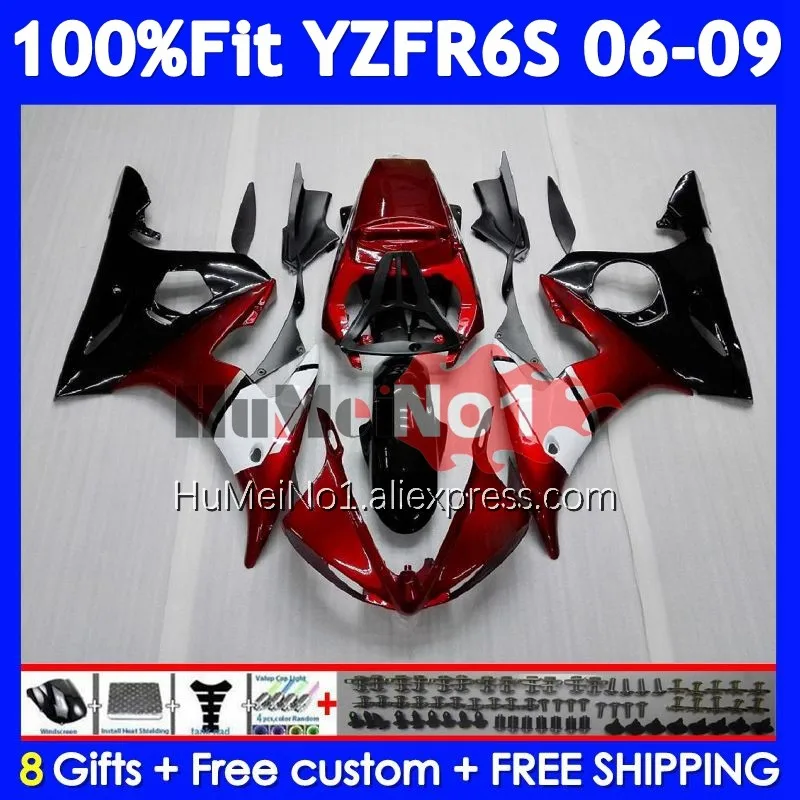 Metallic Red OEM Kit For YAMAHA YZF R6 S YZF R6S 06-09 362No.0 YZF-R6S YZFR6S 2006 2007 2008 2009 06 07 08 09 Injection Fairing