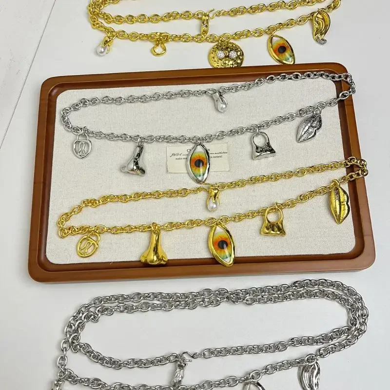 شخصية مزاجه سبيكة عيون الوجه سحر قلادة للنساء الأزياء والمجوهرات الجدة تصميم الخصر سلسلة الملحقات