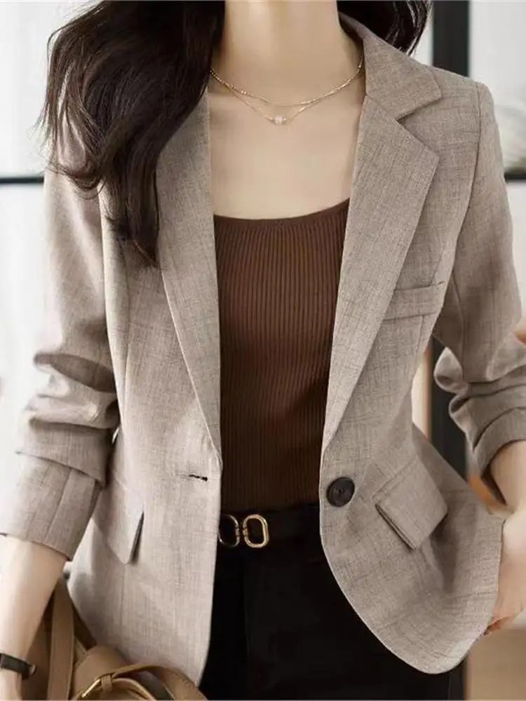 

Cleanfit Sle ort Tailored Jaet Casual Ele Korean Version Women's Suit Top Long Sve for Office Wear