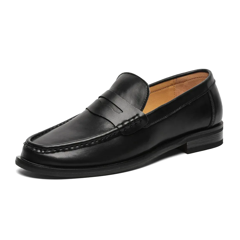 New 2026 PU Leather Slip On Loafers Breathable Moccasins Driving Design Casual Black Shoes for Men